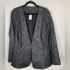 NWT Lane Bryant Size 22 Ponte Blazer Faux Leather Snake Print Black Plus Size